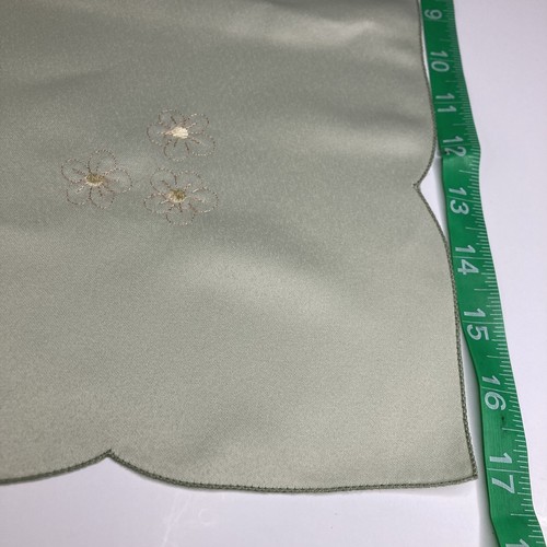 Vtg Large 16” Square Mint Green Embroidered Linen Silk Dinner Napkins Set of 6 - Picture 9 of 10