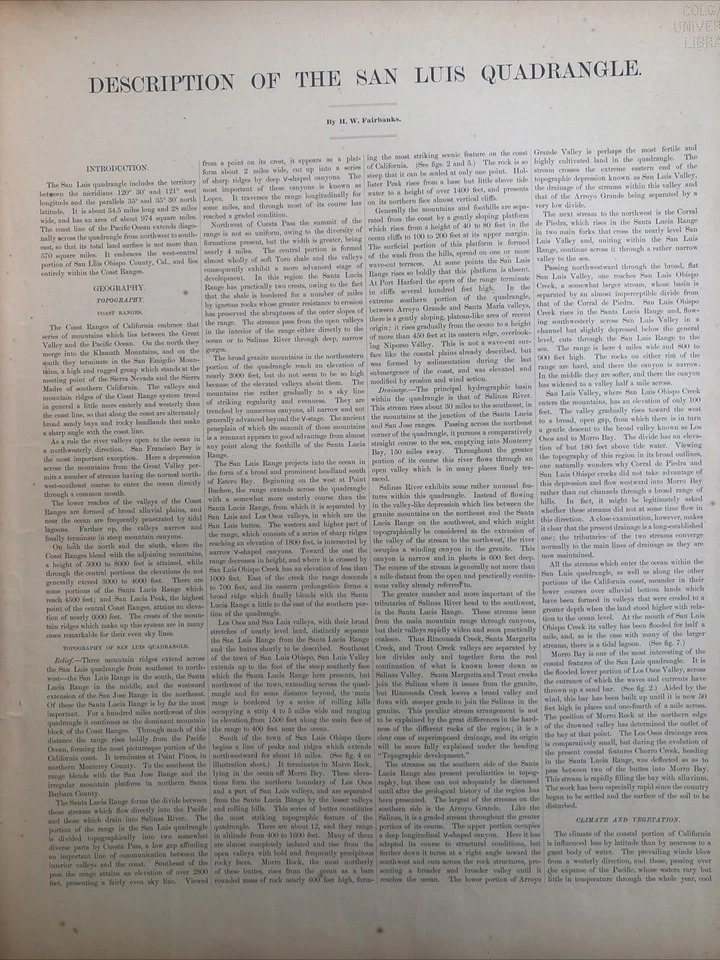 Antique 1904 US Geological Atlas San Luis California Obispo Pismo Folio Maps - Image 2 of 4