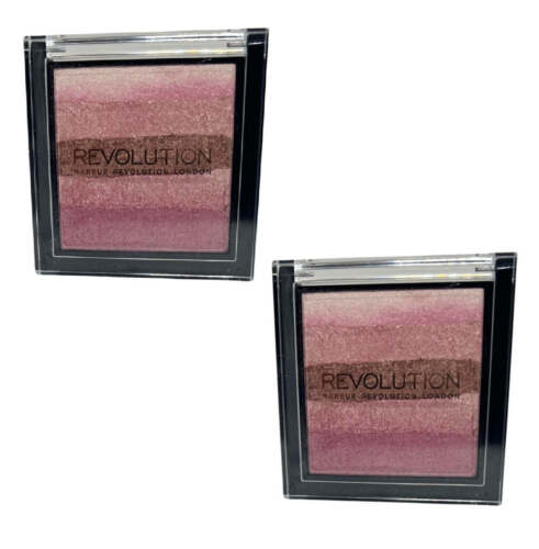 Pack of 2 Makeup Revolution Beauty Vivid Shimmer Brick, Pink Kiss - Picture 2 of 5