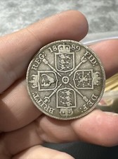 1889 Victoria Jubilee head Double Florin, 4 Shillings silver coin (21708)