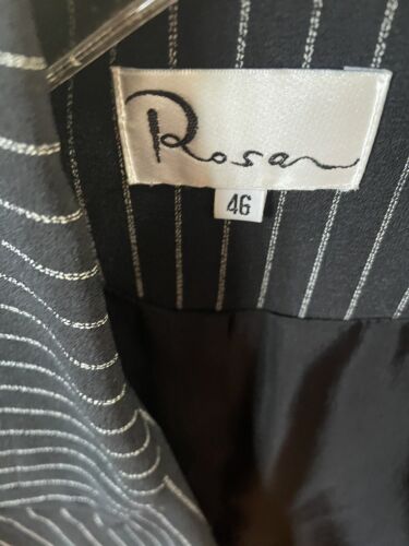 Rosen Seide 2 Teiler Damen Anzug Nadelstreifen Dark Navy Suit Gr. 44 RefcJc # 78 - Bild 11 von 24
