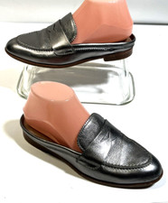 AGL Womens Pewter Silver Metallic Mule Loafers Shoes Size 7 US 37 EU