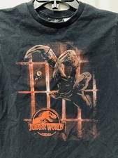 Official Jurassic World Boys Sz 10/12 Shirt Dinosaur Claws Eyes Cage Movie