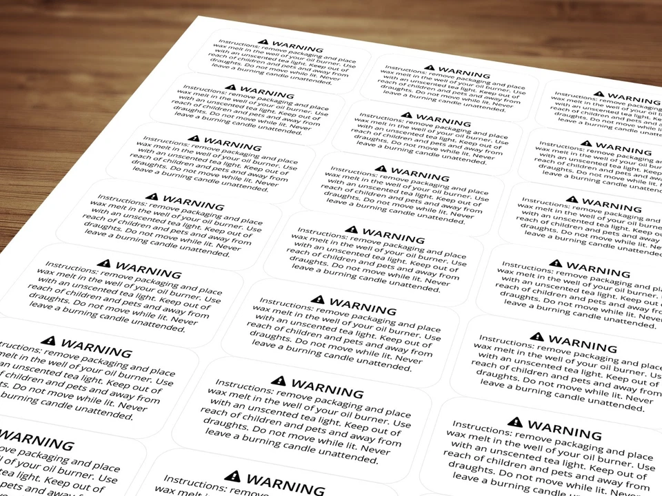Wax Melt Safety Warning Labels / Stickers / Instructions / Law Requirements - Image 2 of 4