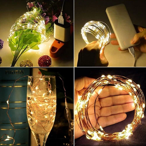 5-20M LED Fairy String Lights USB Copper Wire Twinkle Lamps Party Home Wedding
