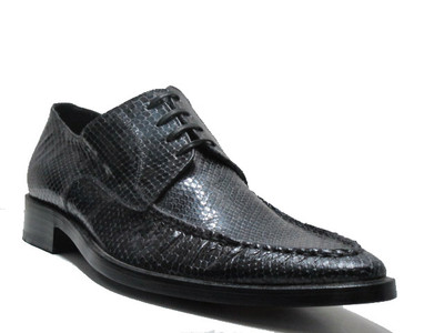 Men's Doucals lace up Italian snake Leather 7010 Charcoal color