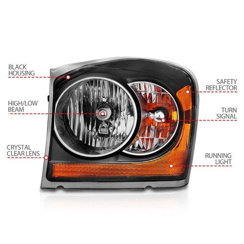 Faros de repuesto negros para Dodge Durango 2004-2006 luces diestro + derecho - Imagen 5 de 7