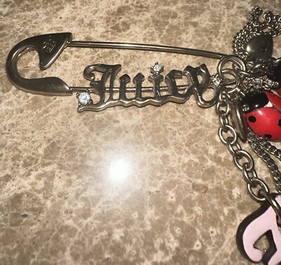 JUICY COUTURE ROYAL SAFETY PIN/ BAG CHARM/ FOB KEYCHAIN LADYBUG