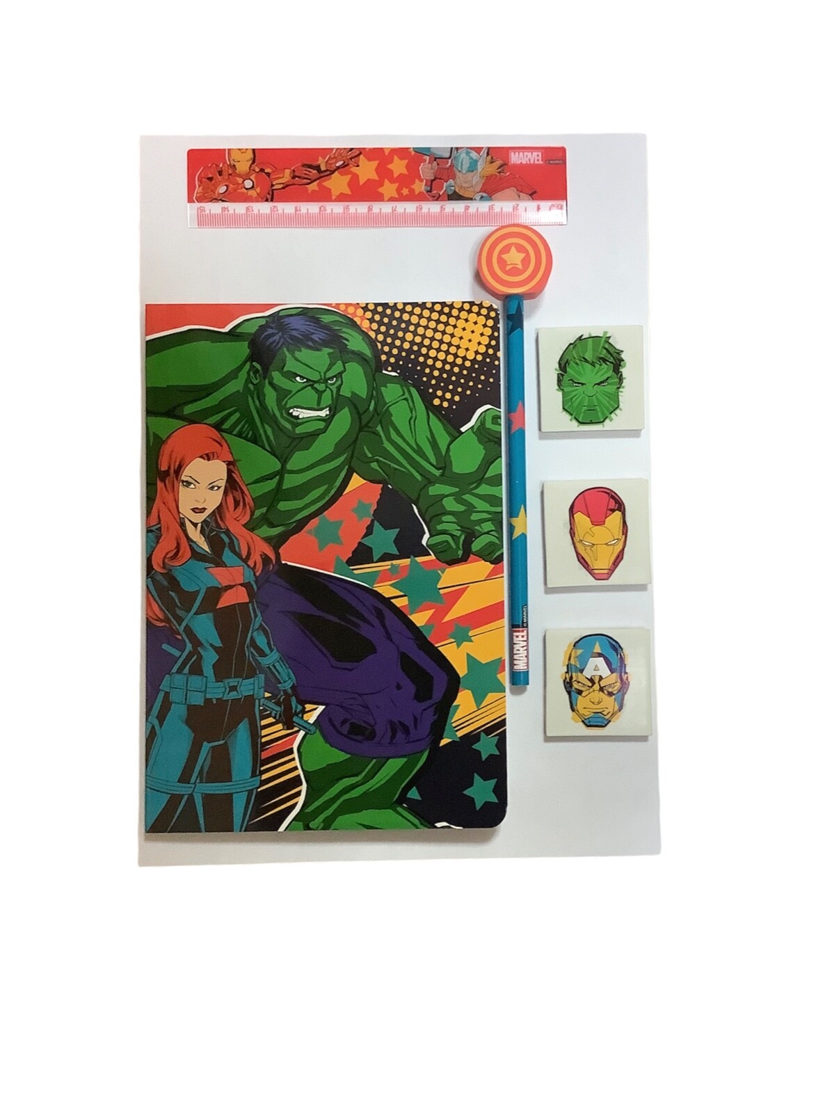 Marvel Avengers Comic Book Stationery Kit Comic Book Notepad Pencil Rubber Ruler