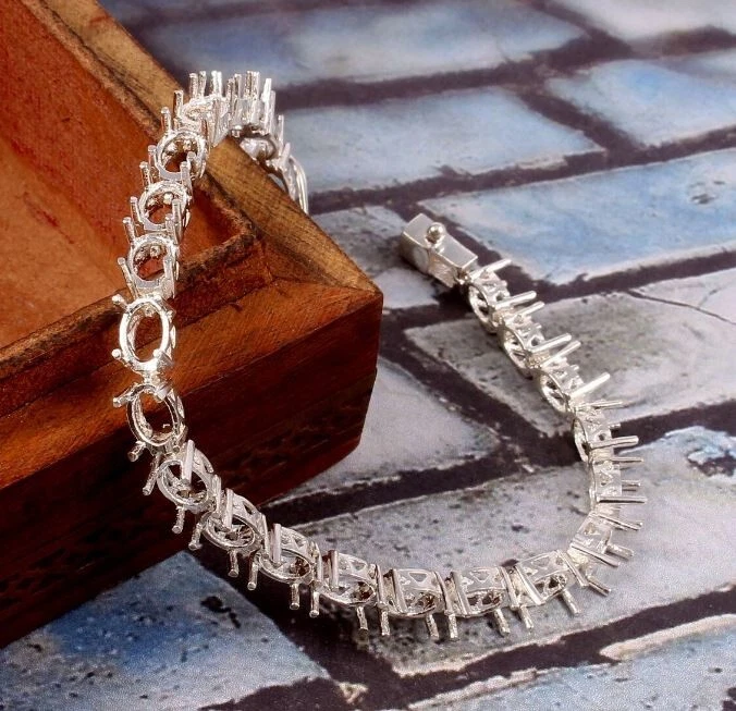 6x8mSemi Mount Bracelet Oval Bracelet Blank Semi Mount Bracelet 4x6m to 10x14 mm - Image 2 of 2