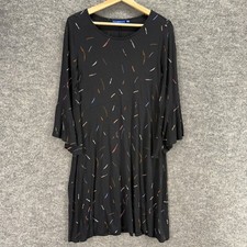 Apt. 9 Dress Women M Black Geometric Shift Midi Rayon Long Sleeve