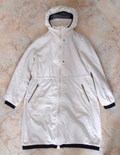 Marite Francois Girbaud Active Off White Black Hidden Hood Ski Long Jacket Coat