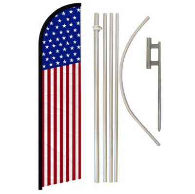 USA 50 Stars Windless Banner Swooper Advertising Flag Pole Kit  USA Flag