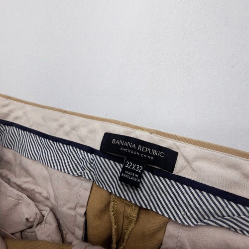 Banana Republic Emerson Chino Pants Mens 32 x 32 (30" Inseam) Tan 100% Cotton - Picture 6 of 9