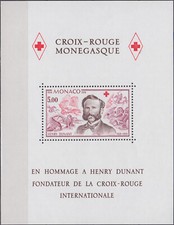 Monaco S/S Red Cross 150th Birthday Henri Dunant 1978 MNH-6,40 Euro