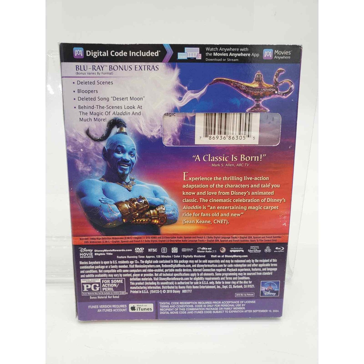 Aladdin (Live Action) - Blu Ray + DVD + Digital Code - New