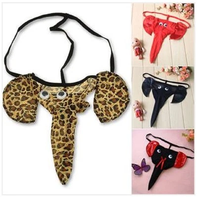 Mens Novelty Elephant Trunk Thong G-String Pants Underwear Sexy Leopard Stag