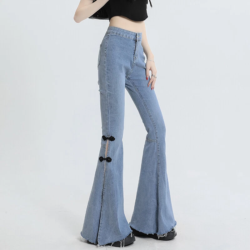 Buckle bell bottom jeans sales