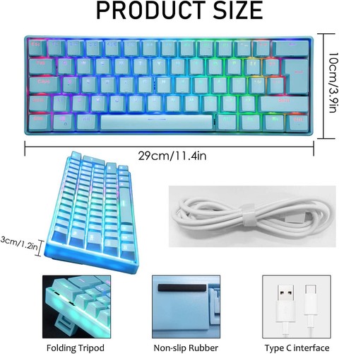 60% Mechanical Gaming Keyboard Type C RGB Backlight Full Anti-ghosting PC/Laptop - Picture 8 of 18