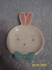 Johanna Parker Design Easter Bunny Rabbit Dottie Spoon Rest 6" X 4"