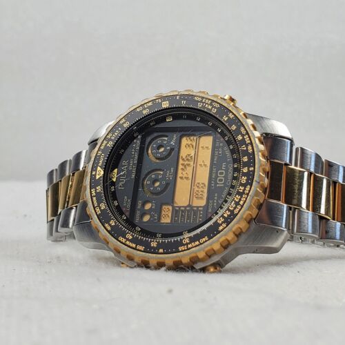 SELTENE VINTAGE PULSAR BY SEIKO W358-5A00 DIGITAL GOLD HERREN UHR NEUE BATTERIE - Bild 3 von 10