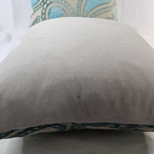 Indoor Down Throw Pillow 18"x18" Heavy Almost 4 Lbs Each Light Blue & Beige READ - Picture 11 of 12
