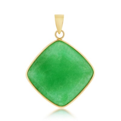 Anhänger 14 Karat Gelbgold, diamantförmiger Jade