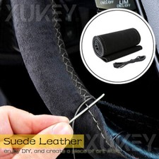 SUEDE LEATHER Hand Sew Car 15" Steering Wheel Cover Interior Accessories DIY US.