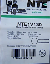 New NTE1V130 Metal Oxide Varistor, 135 V RMS Max.,  ITM=1200A 10 Joules
