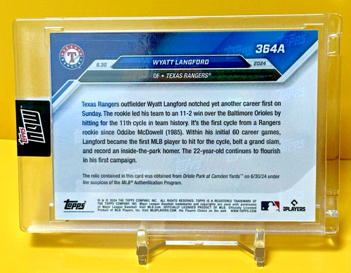 #114/125 ! Wyatt Langford (RC) Game Used Base Relic Topps Now #364A - Picture 3 of 3