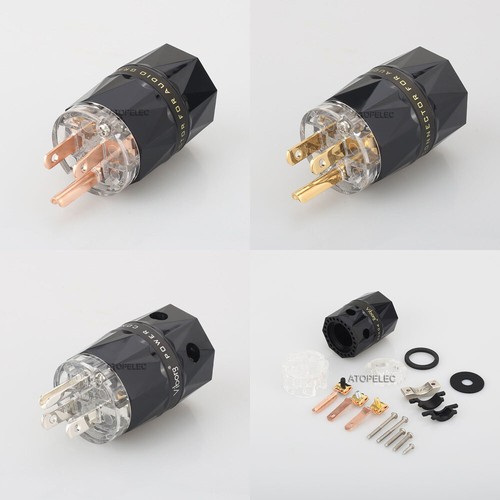 VIBORG Silver/Gold/Rhodium Plated Copper US Male/IEC Female Power Plug HiFi 503 - Picture 3 of 4