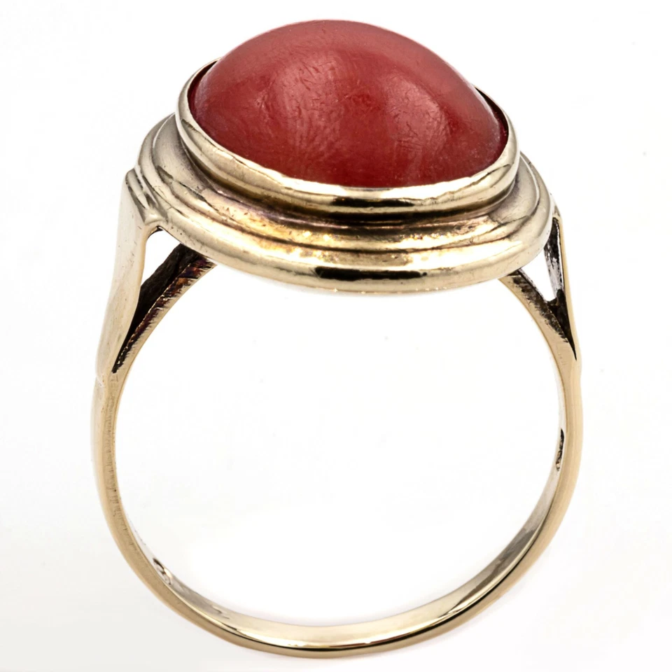 Ring 333 Gelbgold mit Koralle - Bild 2 von 4