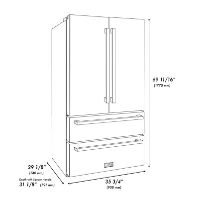 ZLINE 36'' FRENCH DOOR BLACK STAINLESS REFRIGERATOR BRONZE SQUARE RFMZ-36-BS-FCB