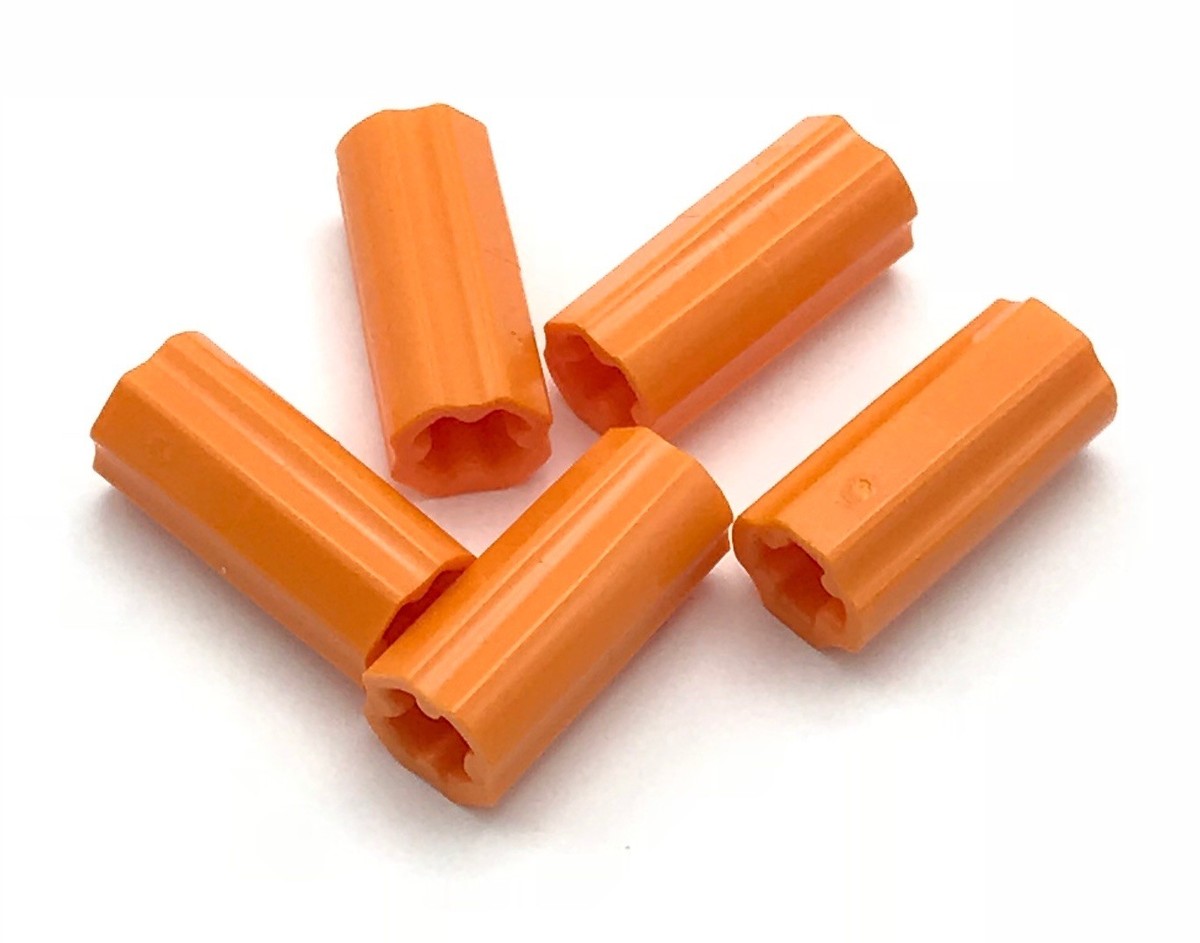 Lego 5 New Orange Technic Axle Connector 2L Smooth with x Hole