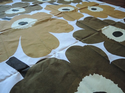 Tela vintage Marimekko MAIJA ISOLA "UNIKKO" 131x148 cm verde - Imagen 8 de 12