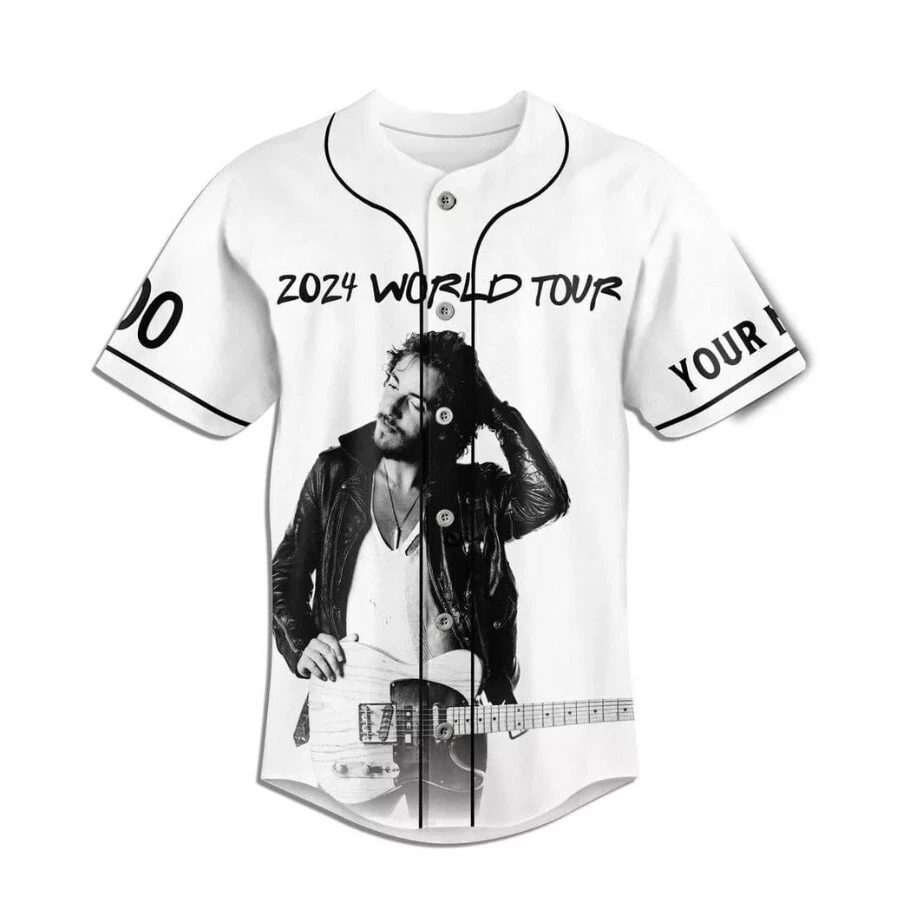 Custom Bruce Springsteen Band World Tour 2024 Baseball Jersey Shirt, Short Sleeve Shirt, Button Shirt, All Size Available