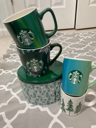 Lot of 4 Green Theme Starbucks Mugs plus Tin (St. Patrick's Day) Mint - Picture 10 of 11
