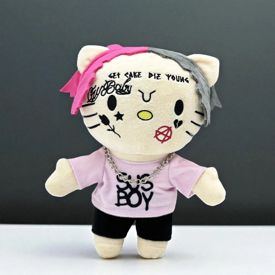 24cm Hello Kitty Lil Peep Plush Toy, Cute Anime Collectible, Gift for Fans - Image 2 of 4