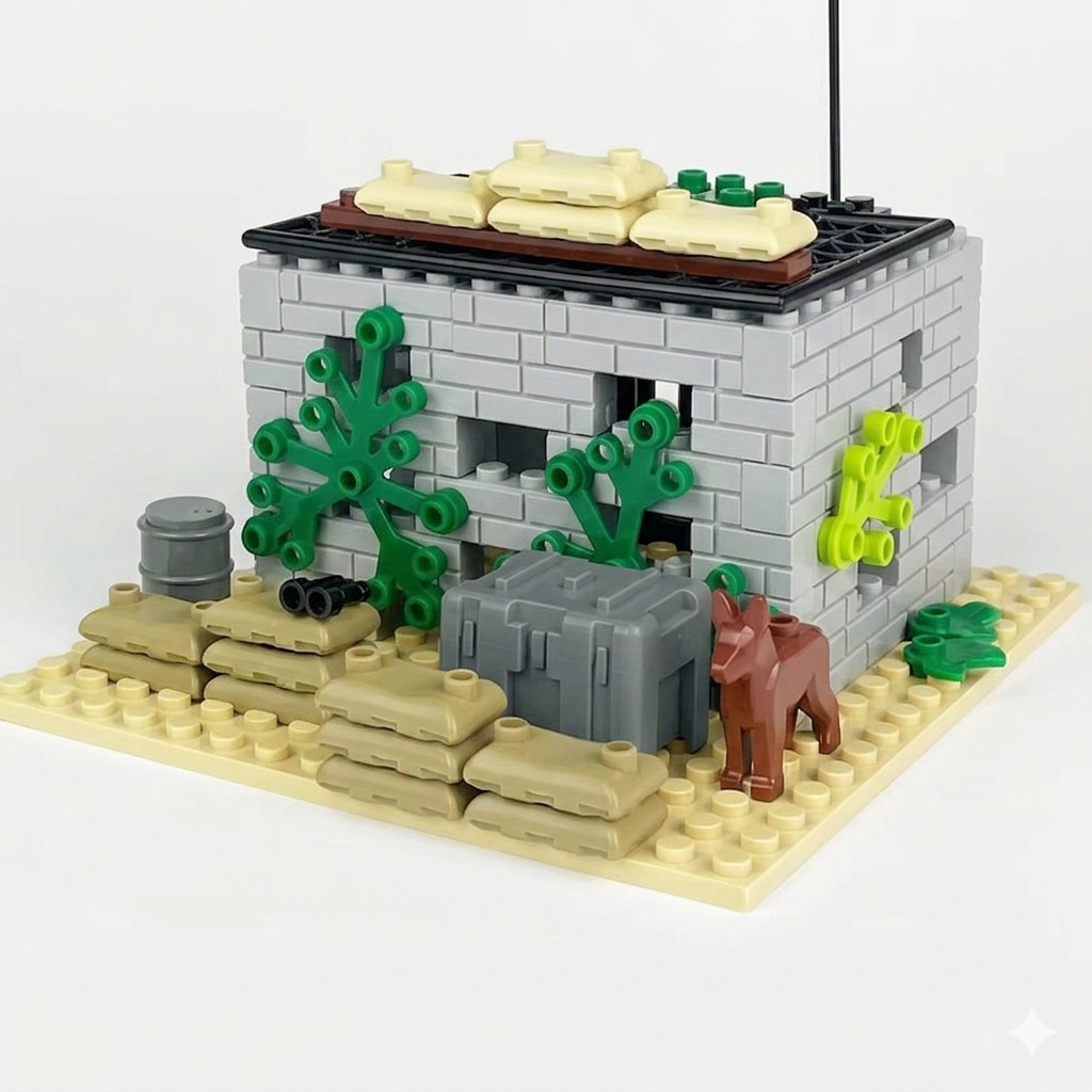 MOC Militarys WW2 Army Jungle Bunker Building Blocks Set (121 Pcs)