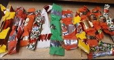 Vintage Mid-Century Christmas Crackers Set of 12 Crepe Paper Festive Decor