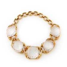 David Webb Five Cross Hatched Crystal Collar Necklace 18k yellow gold w. Cert