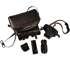 Vintage CHINON CS 35mm SLR Film Camera with Lenses and Bag