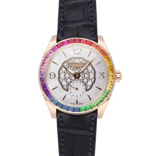 Parmigiani Tonda Metropolitaine 18k Rose Gold Rainbow Bezel Wa...