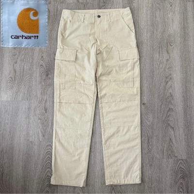 Carhartt WIP Regular Cargo Pants Tan Ripstop Straight Leg Mens 32x30 Workwear