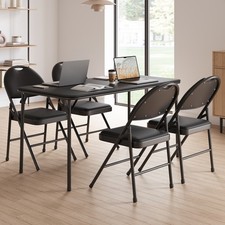 4-Pack Comfortable Padded Folding Dining Chair High Back PU Folding Chair