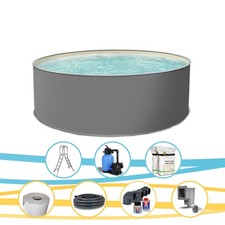 Stahlwandpool EDITION GRAU rund 350x120cm Pool Folie Filter Komplettset Platin