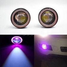 2x 3.589mm Cob Led Fog Light Projector Car Purple Angel Eyes Halo Ring Drl Lamp