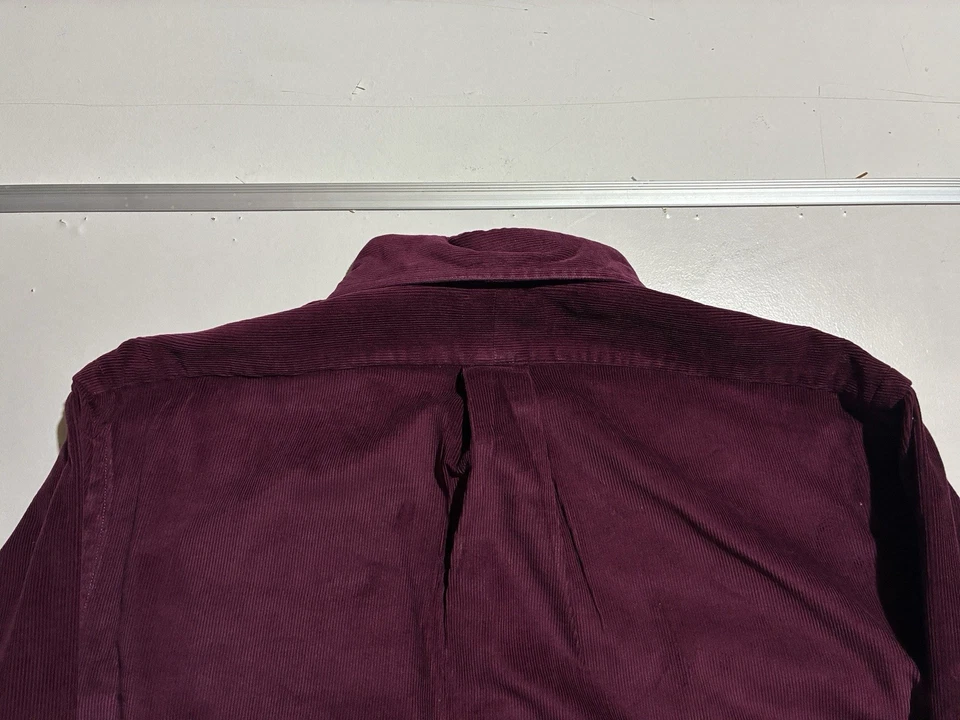 Ralph Lauren 定制版型灯芯绒衬衫 L 勃艮第绿色小马 100% 棉 — 第 4/4 张图片