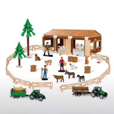 Scheune Bauernhof Tier Spielzeug für Kinder Kleinkinder Simulation Bauernhöfe Zaun Szene Spielzeug