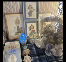 Precious Moments Lot , Frame,, And one snow globe books, and wedding party